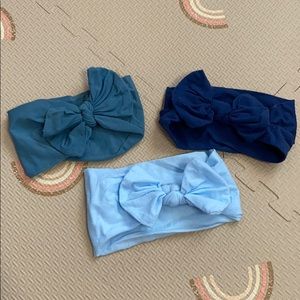 Three blue tone head bands